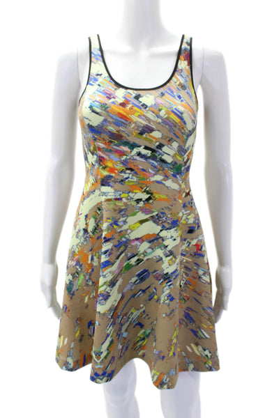 Clover Canyon Womens Geometric Sleeveless Scoop Neck Mini Dress Beige Size XS