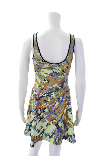Clover Canyon Womens Geometric Sleeveless Scoop Neck Mini Dress Beige Size XS