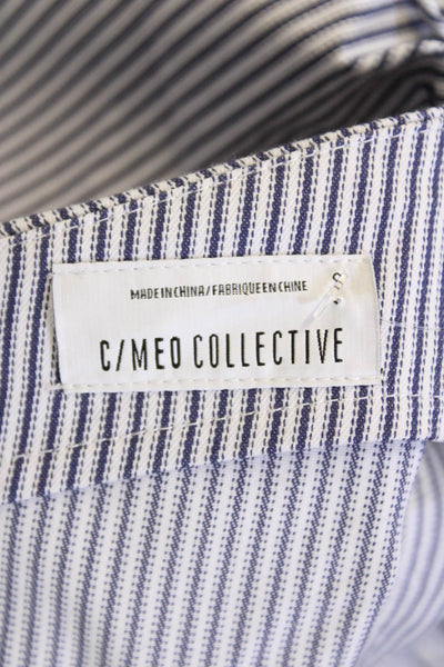 C/MEO Collective Womens Cotton Striped Ruffled One Shoulder Dress Blue Size S