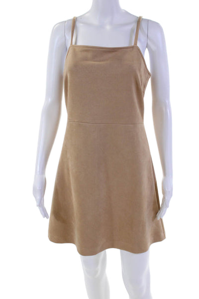 Jack by BB DAKOTA Women's Square Neck Spaghetti Straps Mini Dress Beige Size M