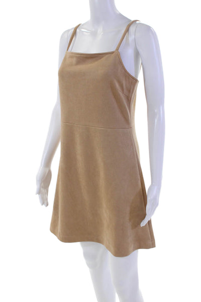 Jack by BB DAKOTA Women's Square Neck Spaghetti Straps Mini Dress Beige Size M