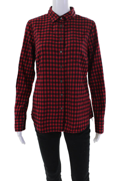 J Crew Women's Long Sleeves Button Down Check Plaid Shirt Red Size S