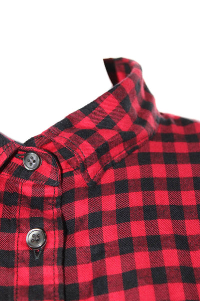 J Crew Women's Long Sleeves Button Down Check Plaid Shirt Red Size S