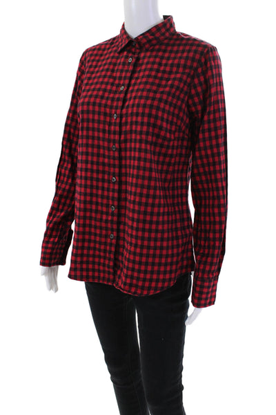J Crew Women's Long Sleeves Button Down Check Plaid Shirt Red Size S