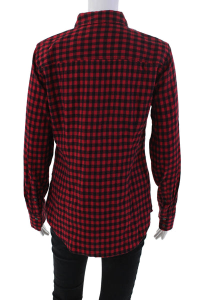 J Crew Women's Long Sleeves Button Down Check Plaid Shirt Red Size S