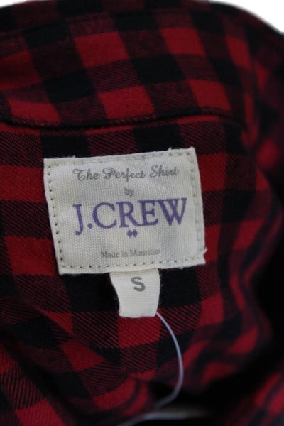 J Crew Women's Long Sleeves Button Down Check Plaid Shirt Red Size S