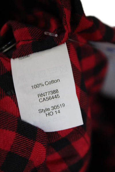 J Crew Women's Long Sleeves Button Down Check Plaid Shirt Red Size S