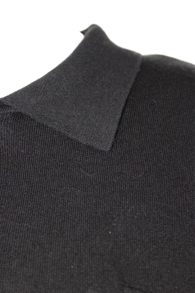 Elliott Lauren Women's Long Sleeves Collared Button Down Shirt Black Size M