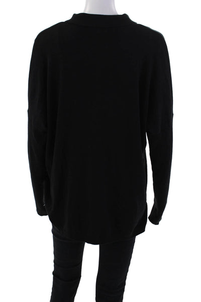 Elliott Lauren Women's Long Sleeves Collared Button Down Shirt Black Size M