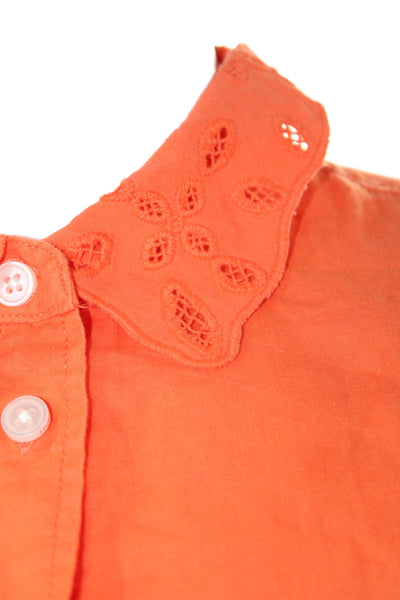 7 For All Mankind Women's Long Sleeves Button Down Shirt Orange Size XS