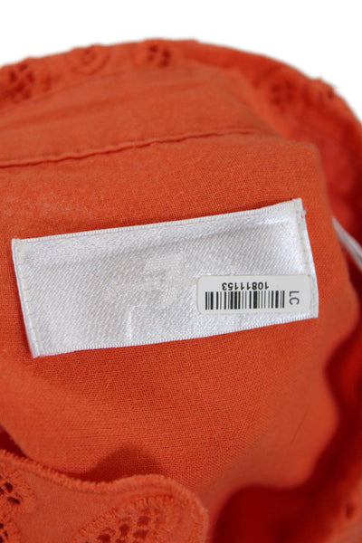 7 For All Mankind Women's Long Sleeves Button Down Shirt Orange Size XS