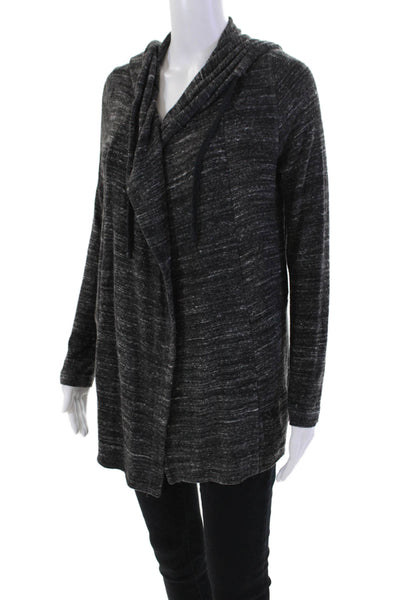 Splendid Women's Hood Long Sleeves Open Front Cardigan Sweater Gray Size M