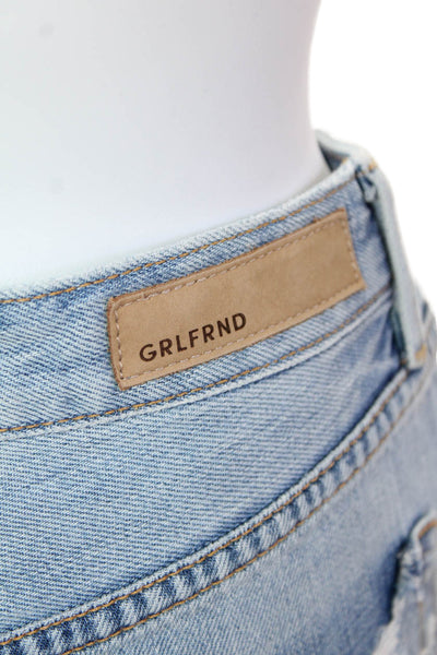 Grlfrnd Womens Fly Button High Rise Distress Mini Denim Shorts Blue Size 24