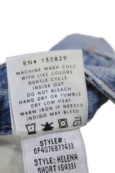 Grlfrnd Womens Fly Button High Rise Distress Mini Denim Shorts Blue Size 24