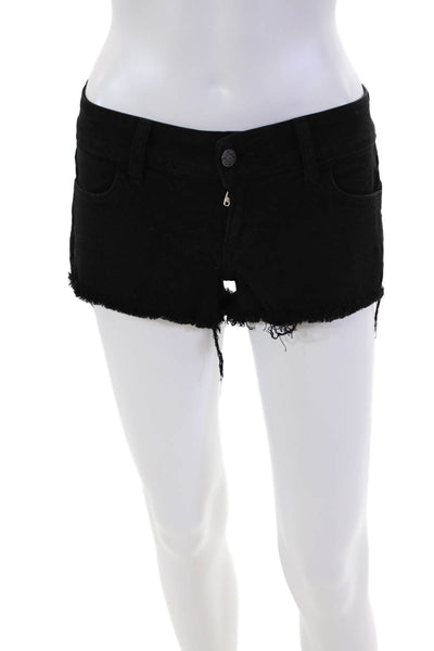 Siwy Womens Low Rise Distress Micro Denim Shorts Black Size 24