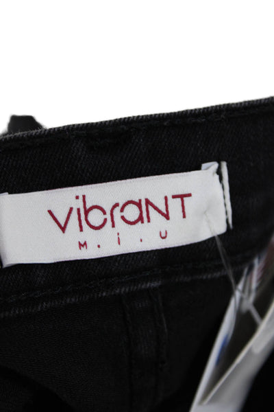 Vibrant Womens Distress Denim Skirt Faded Black Size M