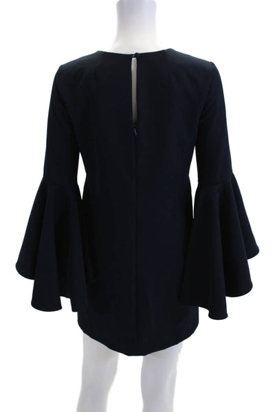 Milly Womens 3/4 Flare Sleeve V Neck Mini Shift Dress Navy Blue Size Small