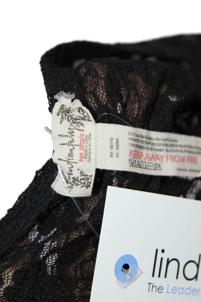 Intimately Free People Womens Elastic Waistband Lace Pants Black Extra Small