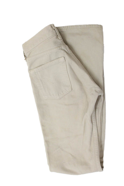 Levis Womens High Rise Slim Leg Button Up 501 Jeans Beige Cotton Size 24X32