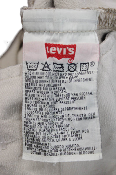 Levis Womens High Rise Slim Leg Button Up 501 Jeans Beige Cotton Size 24X32