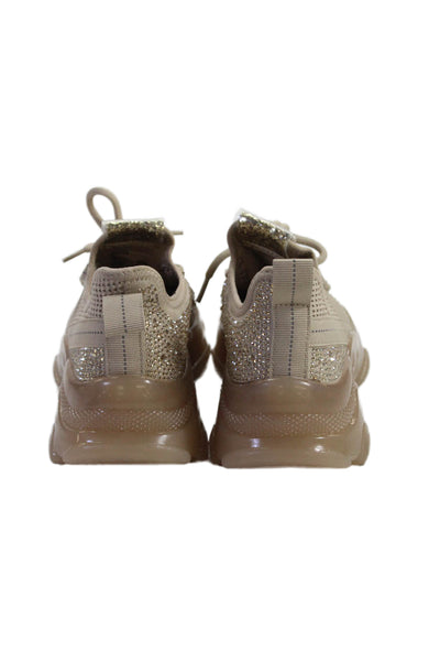 Steve Madden Girls Rhinestoned Detail Translucent Sole Sneakers Beige Size 2