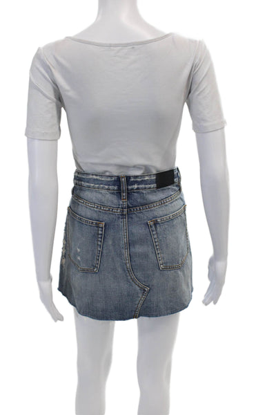 Rails Womens Cotton Studded Distressed Five Pocket Mini Denim Skirt Blue Size 27
