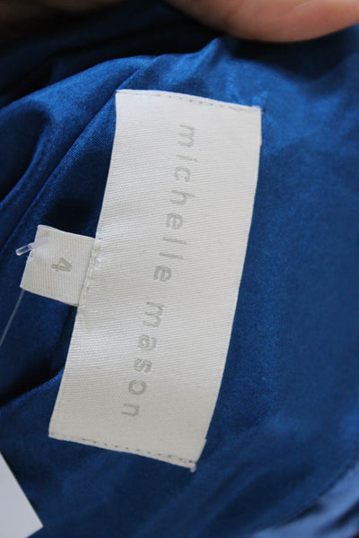 Michelle Mason Womens Velvet V-Neck Asymmetrical Tank Top Blouse Blue Size 4