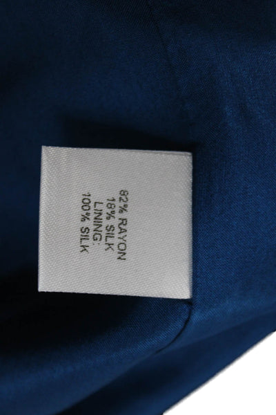 Michelle Mason Womens Velvet V-Neck Asymmetrical Tank Top Blouse Blue Size 4