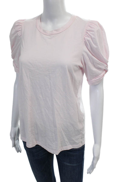 A.L.C. Womens Cotton Round Neck Short Sleeve Pullover T-Shirt Top Pink Size S