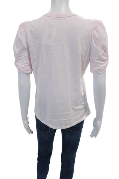 A.L.C. Womens Cotton Round Neck Short Sleeve Pullover T-Shirt Top Pink Size S