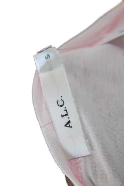 A.L.C. Womens Cotton Round Neck Short Sleeve Pullover T-Shirt Top Pink Size S
