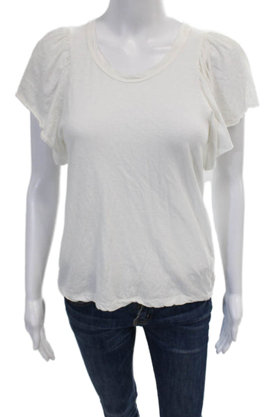 A.L.C. Womens Cotton Round Neck Short Sleeve Pullover T-Shirt Top White Size S