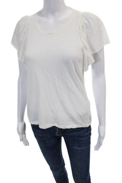 A.L.C. Womens Cotton Round Neck Short Sleeve Pullover T-Shirt Top White Size S