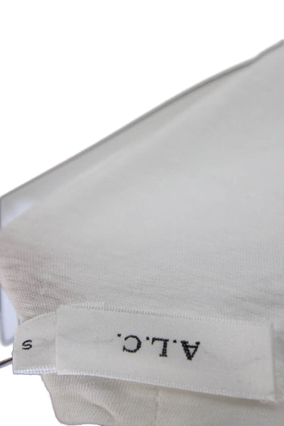 A.L.C. Womens Cotton Round Neck Short Sleeve Pullover T-Shirt Top White Size S