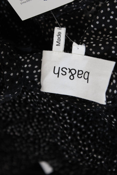 Ba&Sh Womens Silk Blend Spotted Long Sleeve Pullover Blouse Top Black Size S