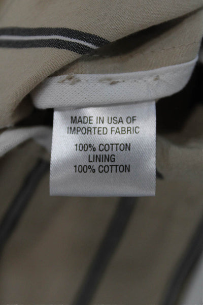 Drew Womens Cotton Striped Ruched 3/4 Sleeve Buttoned Blazer Beige Size XS