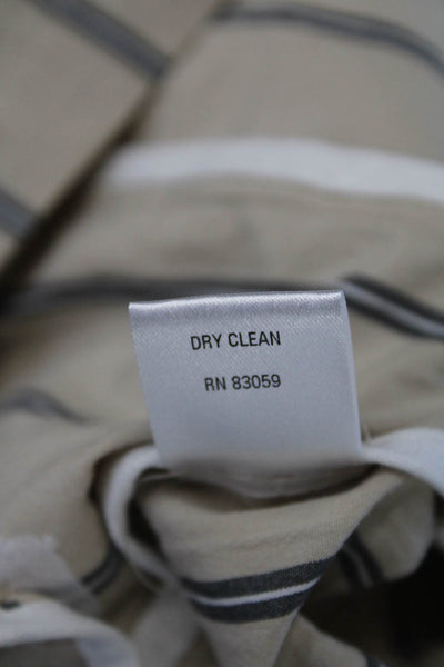 Drew Womens Cotton Striped Ruched 3/4 Sleeve Buttoned Blazer Beige Size XS