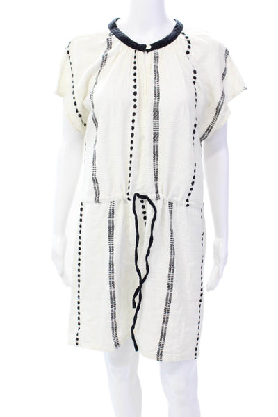 Ace & Jig Womens Cotton Sleeveless Drawstring Waist Mini Dress White Size L