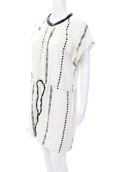 Ace & Jig Womens Cotton Sleeveless Drawstring Waist Mini Dress White Size L