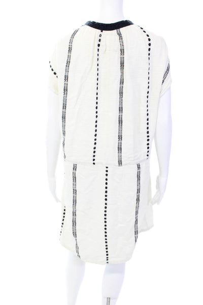 Ace & Jig Womens Cotton Sleeveless Drawstring Waist Mini Dress White Size L
