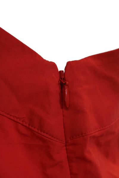 Equipment Femme Womens Cotton Gathered Detail One Shoulder Blouse Red Size S