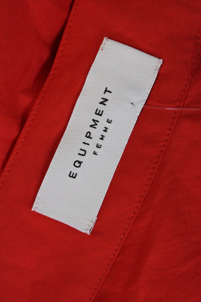 Equipment Femme Womens Cotton Gathered Detail One Shoulder Blouse Red Size S