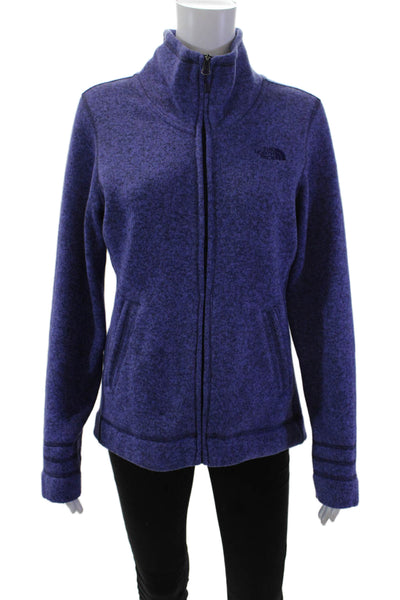The North Face Womens High Neck Pocketed Full Zippered Sweatshirt Purple Size M