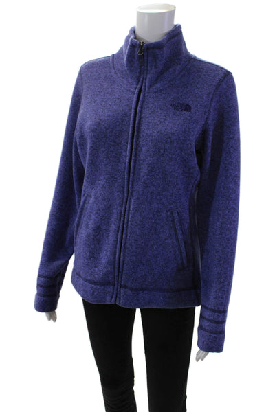 The North Face Womens High Neck Pocketed Full Zippered Sweatshirt Purple Size M