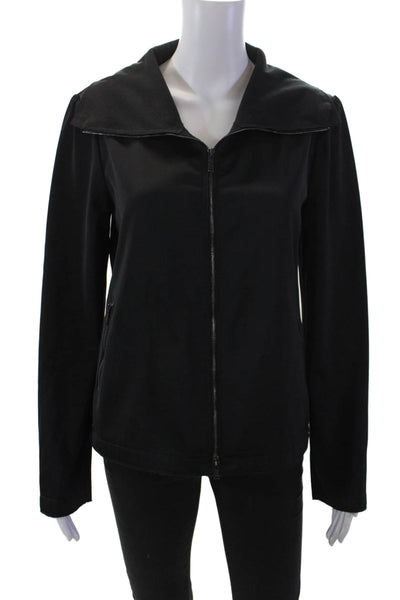Armani Collezioni Womens Full Zipper Mock Neck Light Jacket Black Size 8