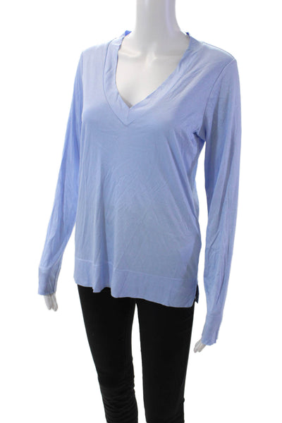 Reiss Womens Long Sleeves V Neck Selena Pullover Shirt Sky Blue Size Medium