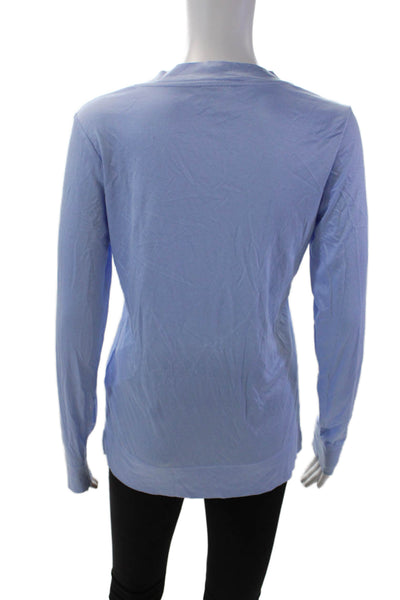 Reiss Womens Long Sleeves V Neck Selena Pullover Shirt Sky Blue Size Medium