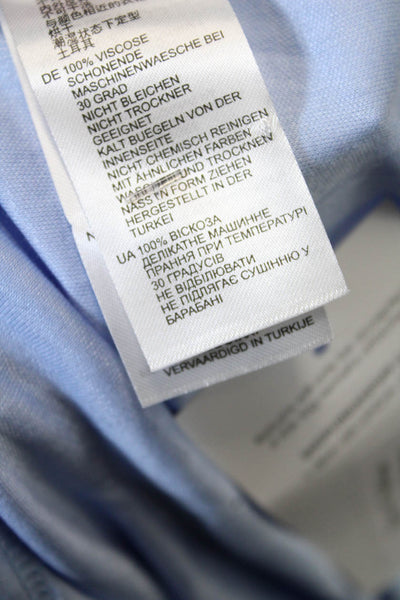 Reiss Womens Long Sleeves V Neck Selena Pullover Shirt Sky Blue Size Medium