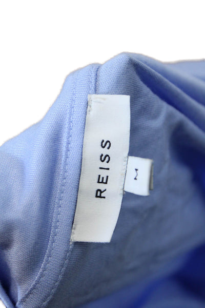Reiss Womens Long Sleeves V Neck Selena Pullover Shirt Sky Blue Size Medium