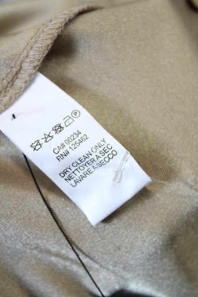 Halston Heritage Womens Half Button Down Shirt Dress Beige Gold Size 2